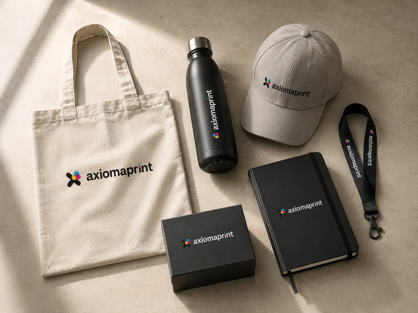 Colección de merchandising corporativo Axiomaprint